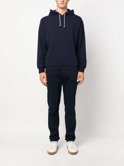 Shop Brunello Cucinelli Long-sleeve Hoodie In Blue