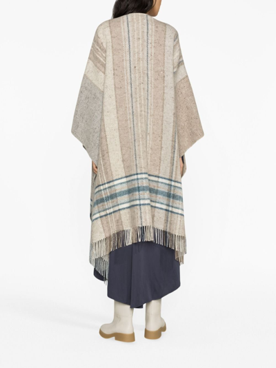 DONEGAL CHECKED WOOL-BLEND CAPE