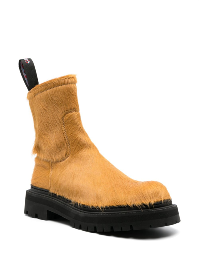 Camperlab Eki Calf-hair Ankle Boots In Brown