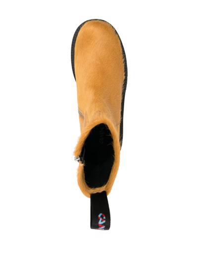 Camperlab Eki Calf-hair Ankle Boots In Brown