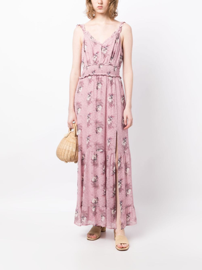 Shop Paige Pacifica Floral-print Maxi Dress In Purple