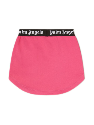 Shop Palm Angels Logo-print Cotton Skirt In Pink