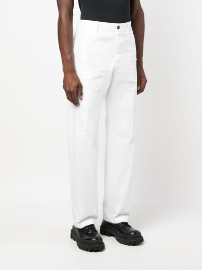 Shop Dsquared2 Logo-print Straight-leg Trousers In White