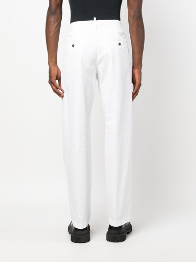 Shop Dsquared2 Logo-print Straight-leg Trousers In White