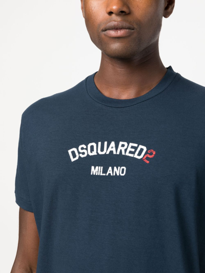 Dsquared2 Logo-print Cotton T-shirt In Blue