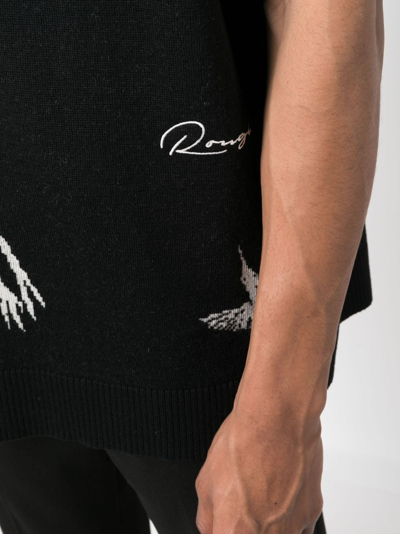 Rough Patterned Intarsia-knit Sleeveless Jumper In Black