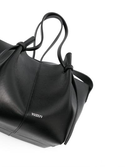 Shop Yuzefi Mochi Leather Tote Bag In Black