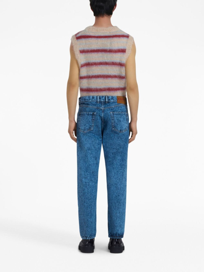 Shop Marni Marble-dyed Straight-leg Jeans In Blue