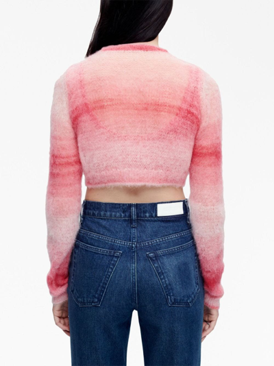 Shop Re/done Gradient-effect Cropped Cardigan In Red