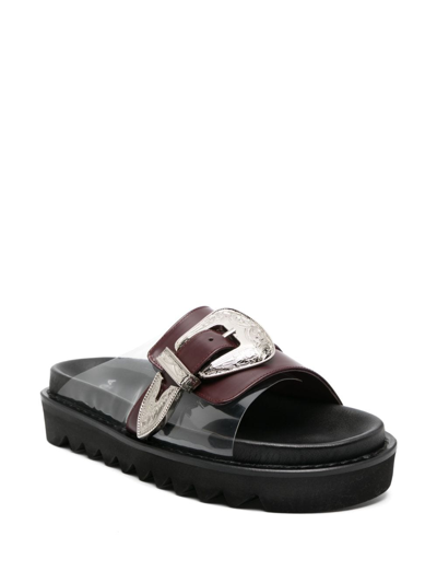 Shop Toga Decorative-buckle Leather Slides In Red
