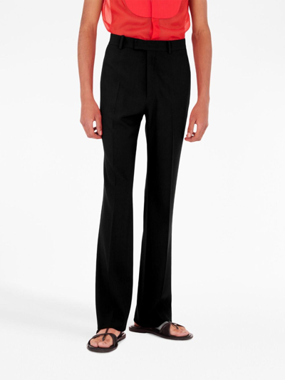 Shop Ferragamo Pressed-crease Straight Trousers In Black