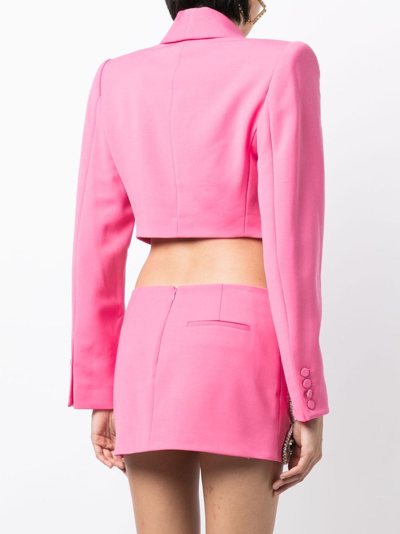 Shop Area Butterfly-embroidered Cropped Blazer In Pink