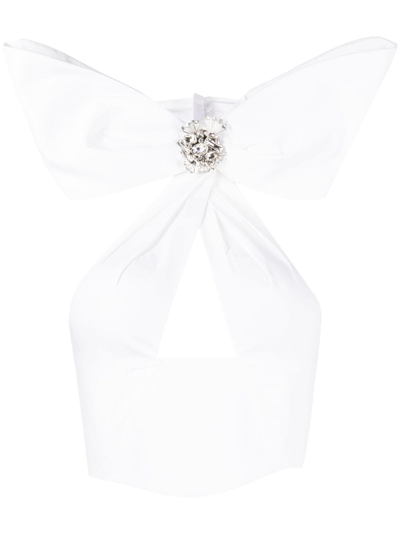 Shop Area Oversized Bow-detail Cropped Top In White