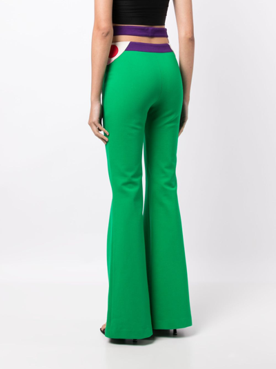 Shop Area Crystal Butterfly Flared Trousers In Green