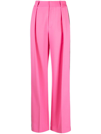 Shop Area Crystal-embellished Palazzo Trousers In Pink