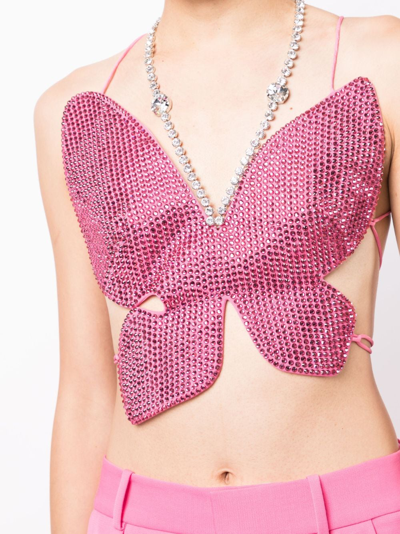 Shop Area Crystal-embellished Butterfly Top In Pink