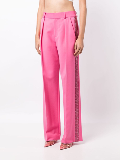 Shop Area Crystal-embellished Palazzo Trousers In Pink