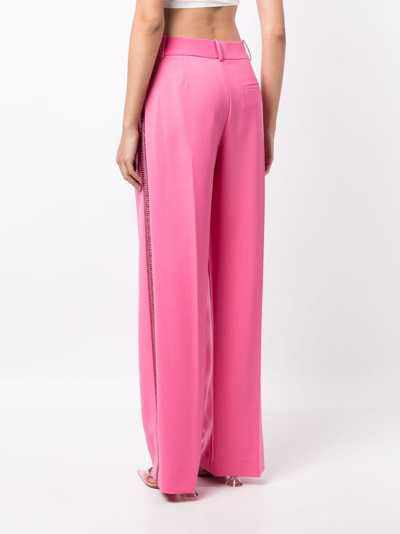 Shop Area Crystal-embellished Palazzo Trousers In Pink