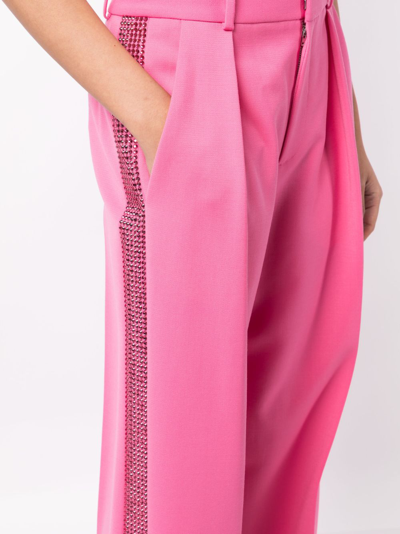 Shop Area Crystal-embellished Palazzo Trousers In Pink
