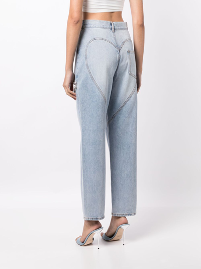 Area Crystal-embellished Cutout High-rise Straight-leg Jeans In Blue