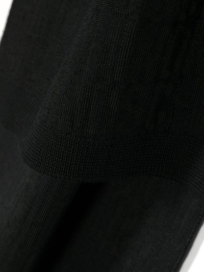 Shop Moschino Logo-intarsia Wool-blend Scarf In Black