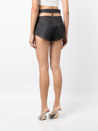 Shop Area Butterfly Cut-out Denim Shorts In Blue