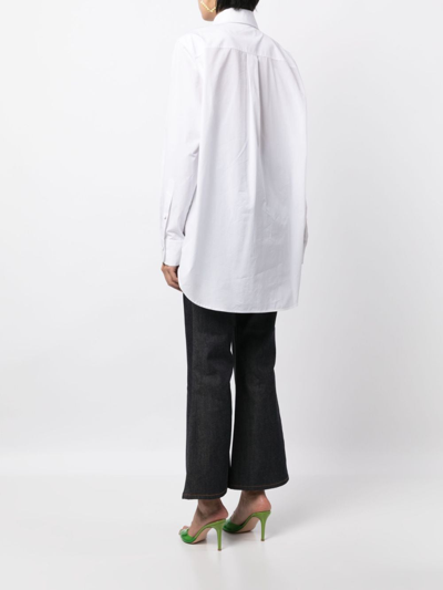 Area Button-front Tuxedo Shirt With Pleated Heart Bib In White