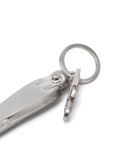 Rick Owens Sarcofago Brass Keychain In Silver