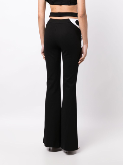 Shop Area Crystal Butterfly Flared Trousers In Black