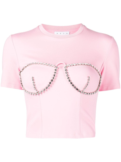 Shop Area Crystal-embellished Bustier-cup T-shirt In Pink