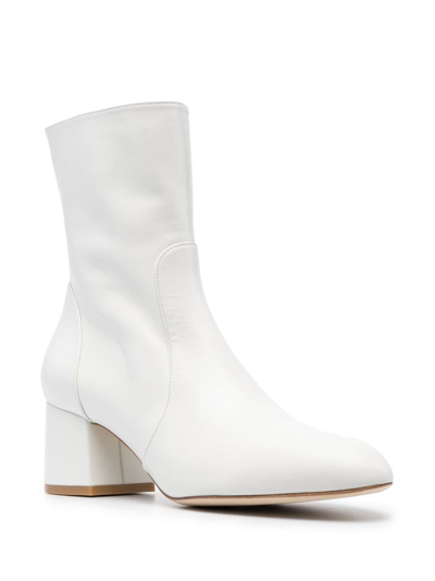 Shop Stuart Weitzman Flareblock 60mm Leather Boots In White