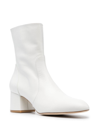 Stuart Weitzman Flareblock 60mm Leather Boots In White
