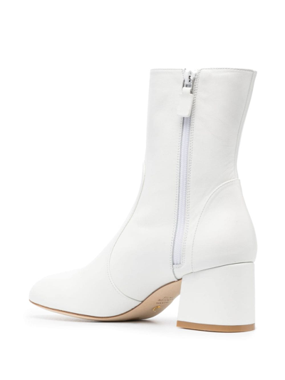 Shop Stuart Weitzman Flareblock 60mm Leather Boots In White