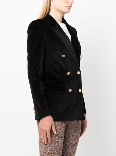 Shop Tagliatore Double-breasted Velvet Blazer In Black