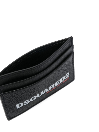 Dsquared2 Bob Leather Logo Card Holder In Black