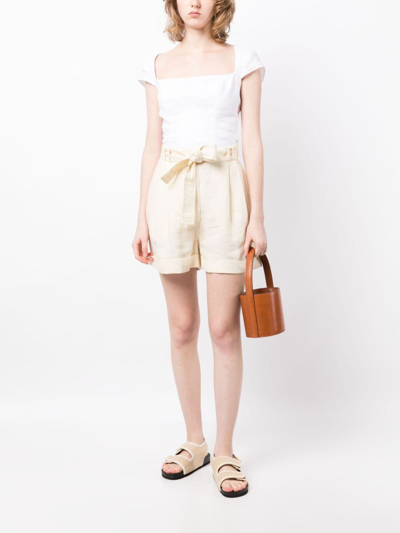 Shop Casa Raki Clementina Linen Shorts In Neutrals