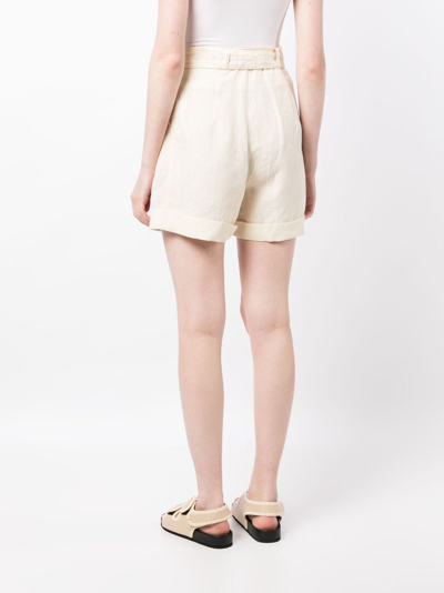 Shop Casa Raki Clementina Linen Shorts In Neutrals