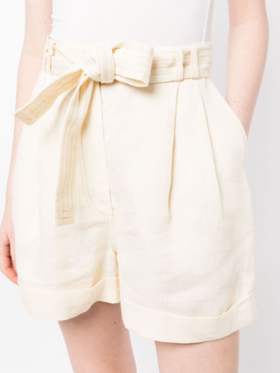 Shop Casa Raki Clementina Linen Shorts In Neutrals