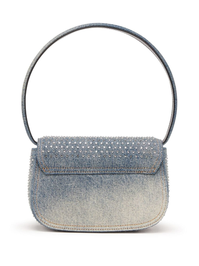Diesel Iconic Shoulder Bag In Denim And Crystals In Blue