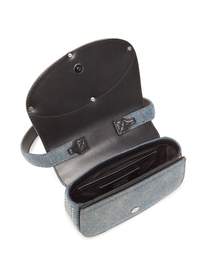 Diesel Iconic Shoulder Bag In Denim And Crystals In Blue
