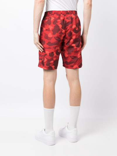 Shop A Bathing Ape Camouflage-pattern Drawstring Shorts In Red
