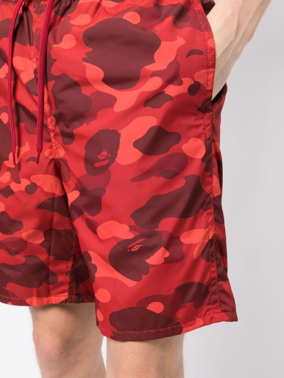 Shop A Bathing Ape Camouflage-pattern Drawstring Shorts In Red