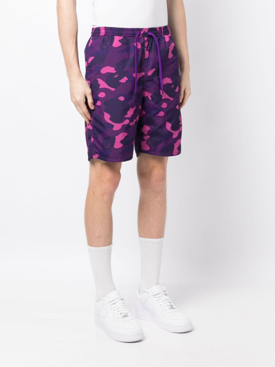 Shop A Bathing Ape Camouflage-pattern Drawstring Shorts In Purple