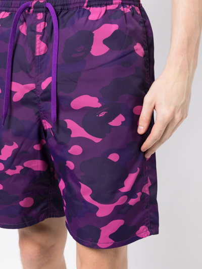 Shop A Bathing Ape Camouflage-pattern Drawstring Shorts In Purple