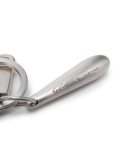 Shop Rick Owens Teardrop Engraved-logo Brass Keyring In Silver