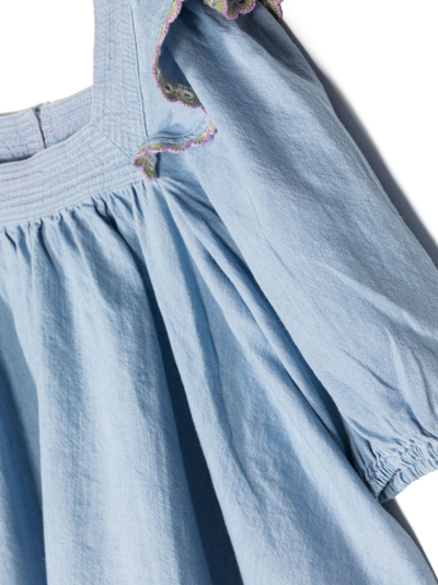 HALCYON 弹性缩褶牛仔罩衫