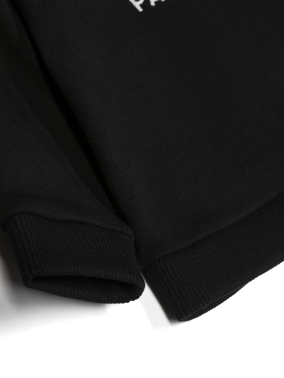 Shop Balmain Logo-embroidered Cotton Sweatshirt In Black