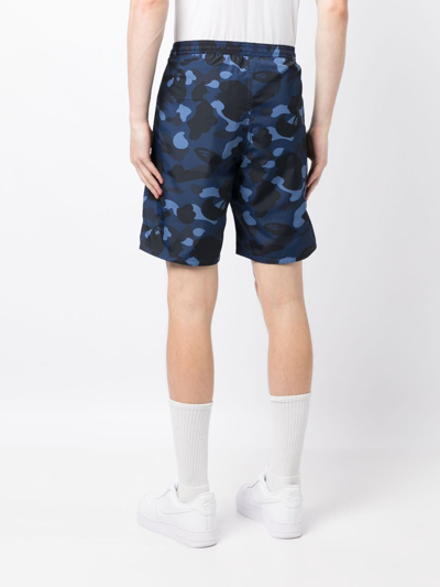 Shop A Bathing Ape Camouflage-pattern Drawstring Shorts In Blue