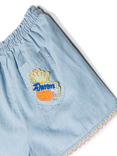 Shop Zimmermann Halcyon Patch-detail Denim Shorts In Blue