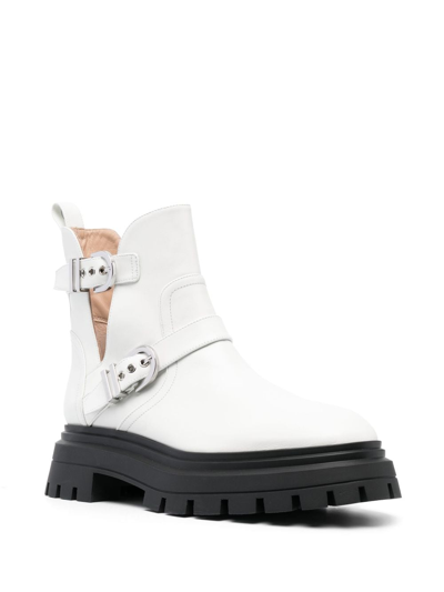 Shop Stuart Weitzman Maverick Bedford Bucked Leather Boots In White